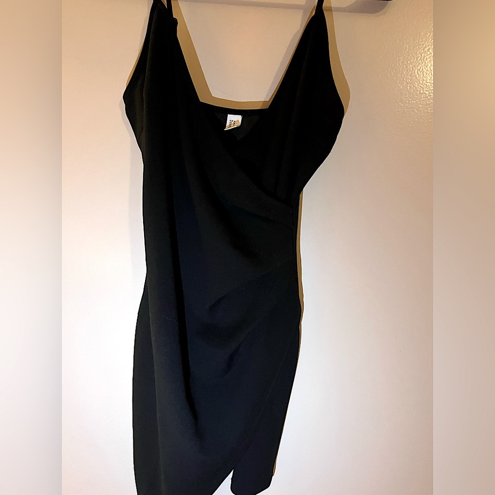 Black bodycon dress with rushing